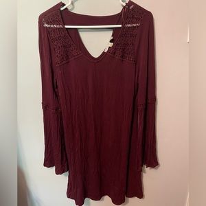 Maroon/Burgundy flowy long sleeve dress